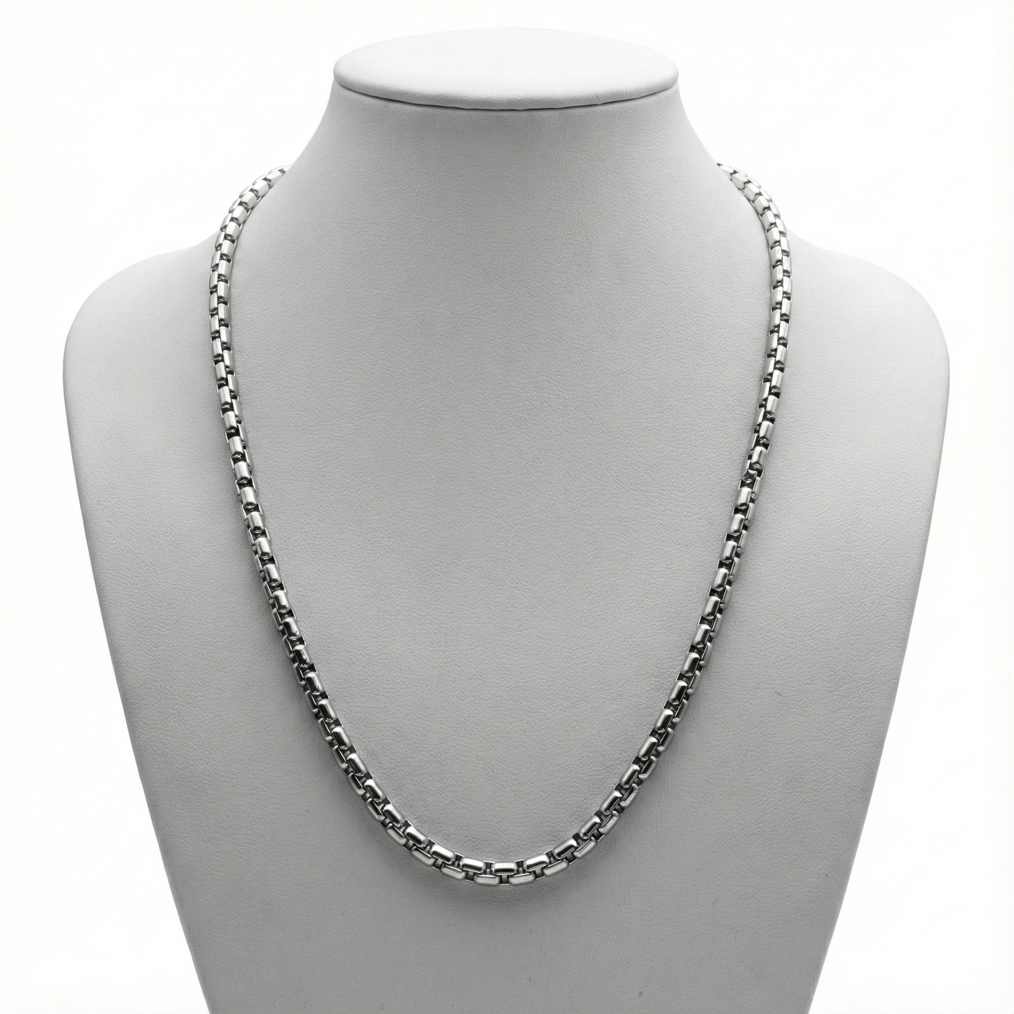 Stainless steel link chain necklace display on bust – The Crew