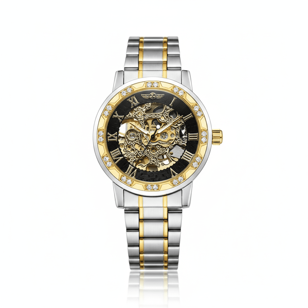 WINNER Gold Skeleton Mechanical Watch for Men - The Crew