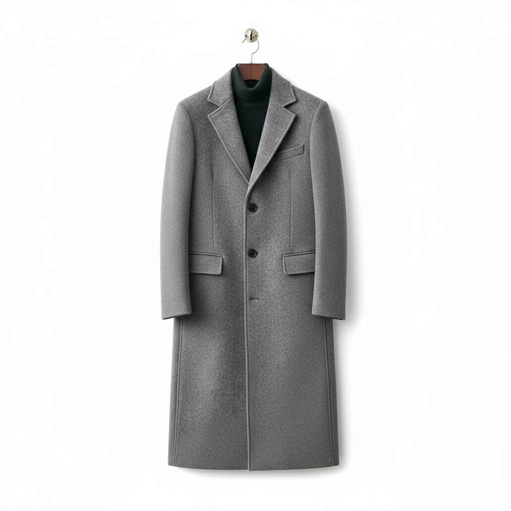 Gray men solid winter trench coat slim fit – The Crew