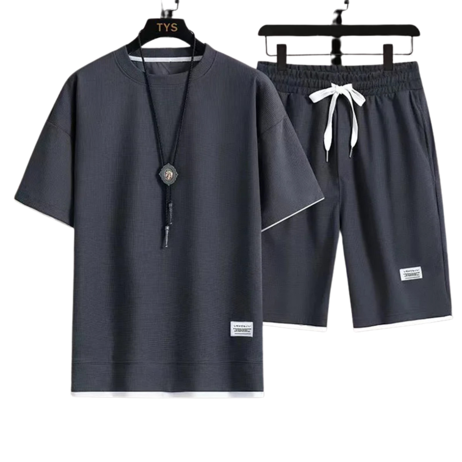 Men summer waffle set dark gray casual – The Crew