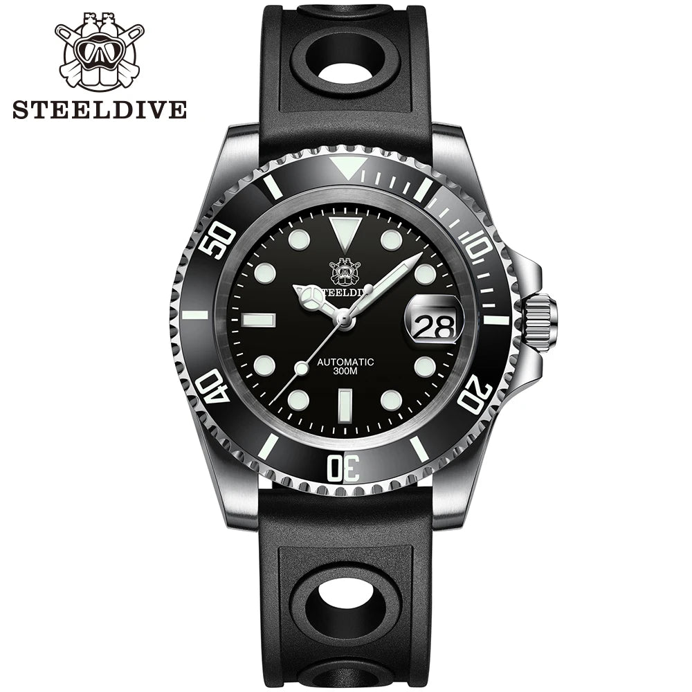 STEELDIVE SD1953 black dial rubber strap – The Crew