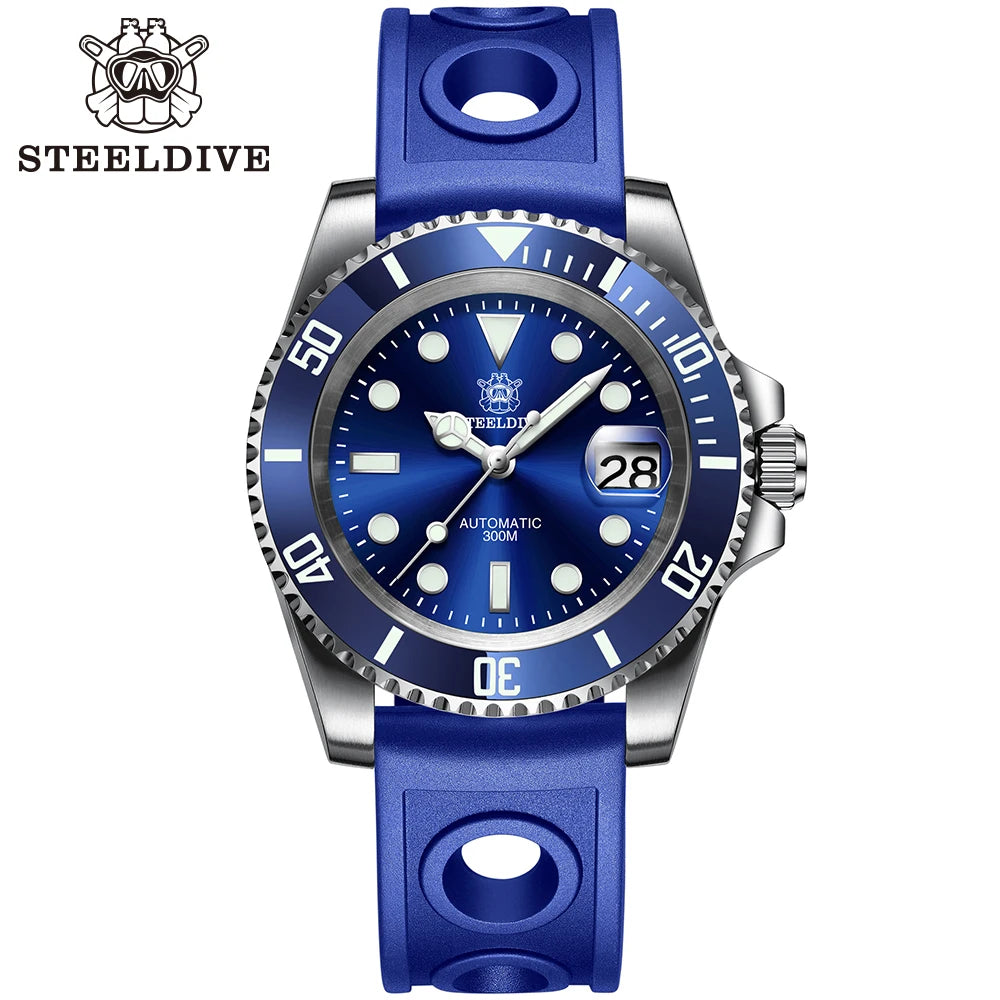 STEELDIVE SD1953 blue dial rubber strap – The Crew