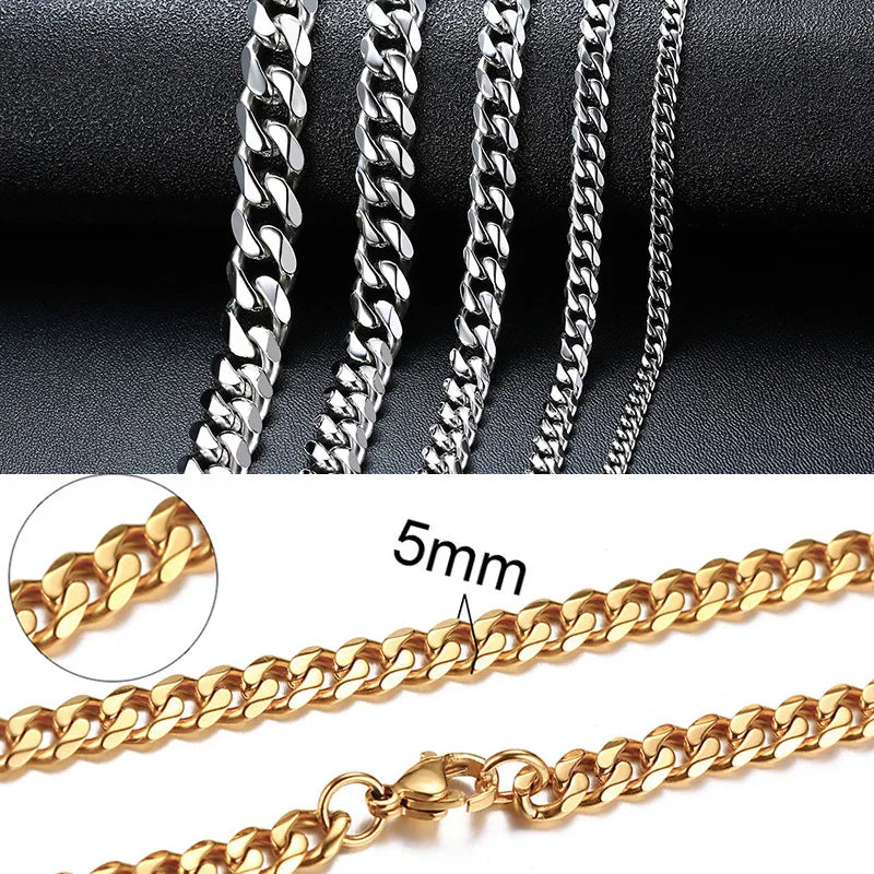 Unisex Cuban Chain Necklace – Stainless Steel & Stylish – The Crew