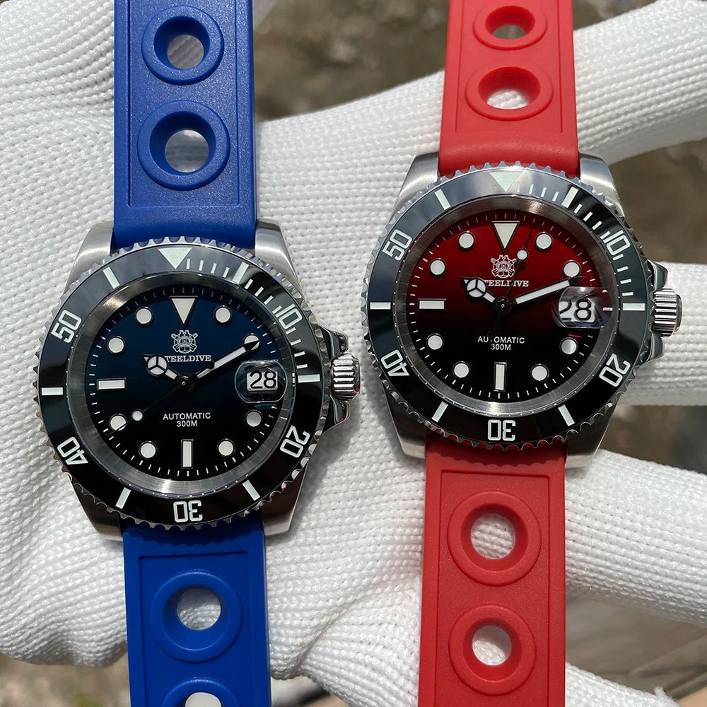 STEELDIVE SD1953 red bezel rubber strap – The Crew
