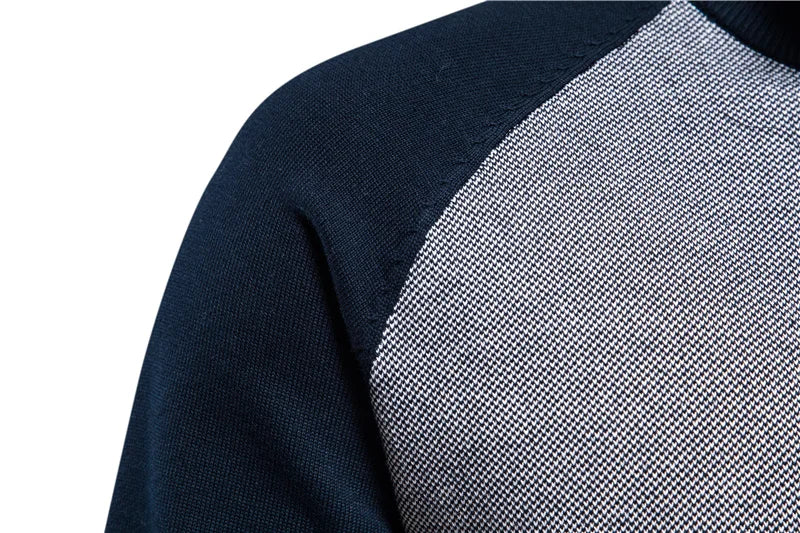 Navy and gray cardigan shoulder detail men – The Crew