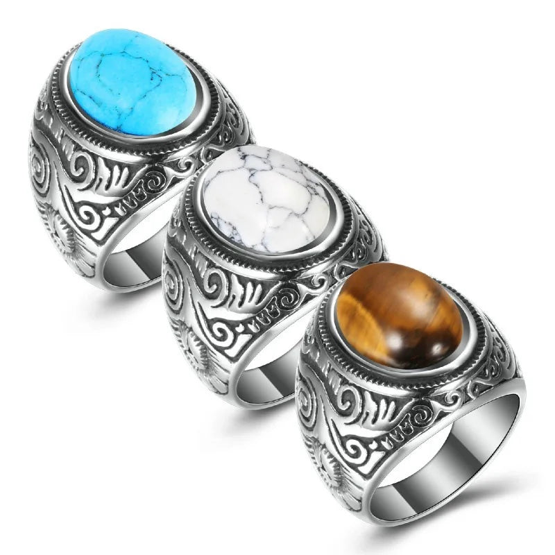 Natural stone ring multi-color set – The Crew
