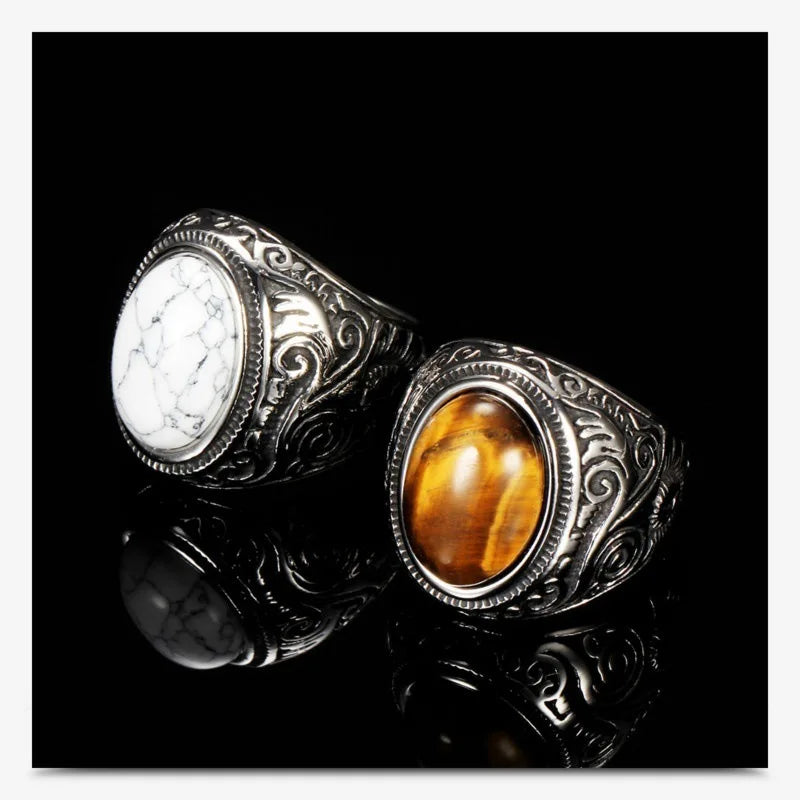 White howlite vintage stone ring – The Crew