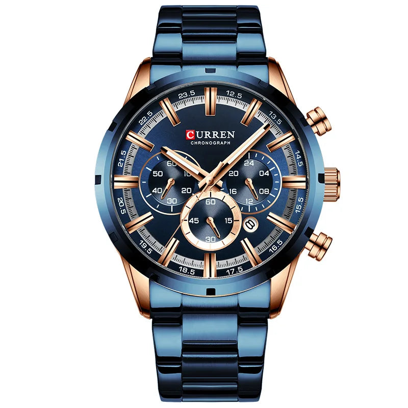 Curren Blue Steel Chronograph Watch for Men – The Crew
