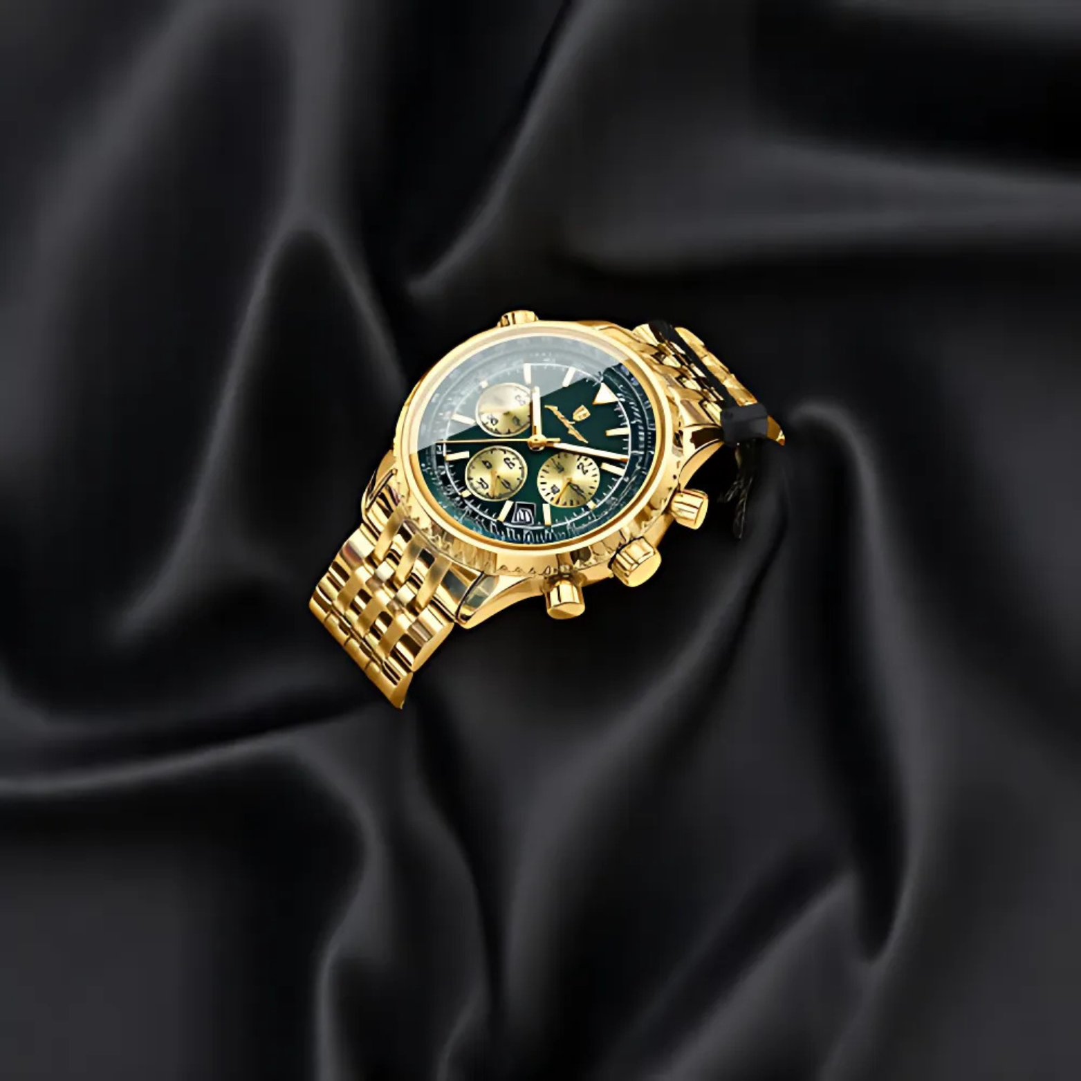 POEDAGAR 960 Gold Blue Military Chronograph Luxury Lifestyle – The Crew
