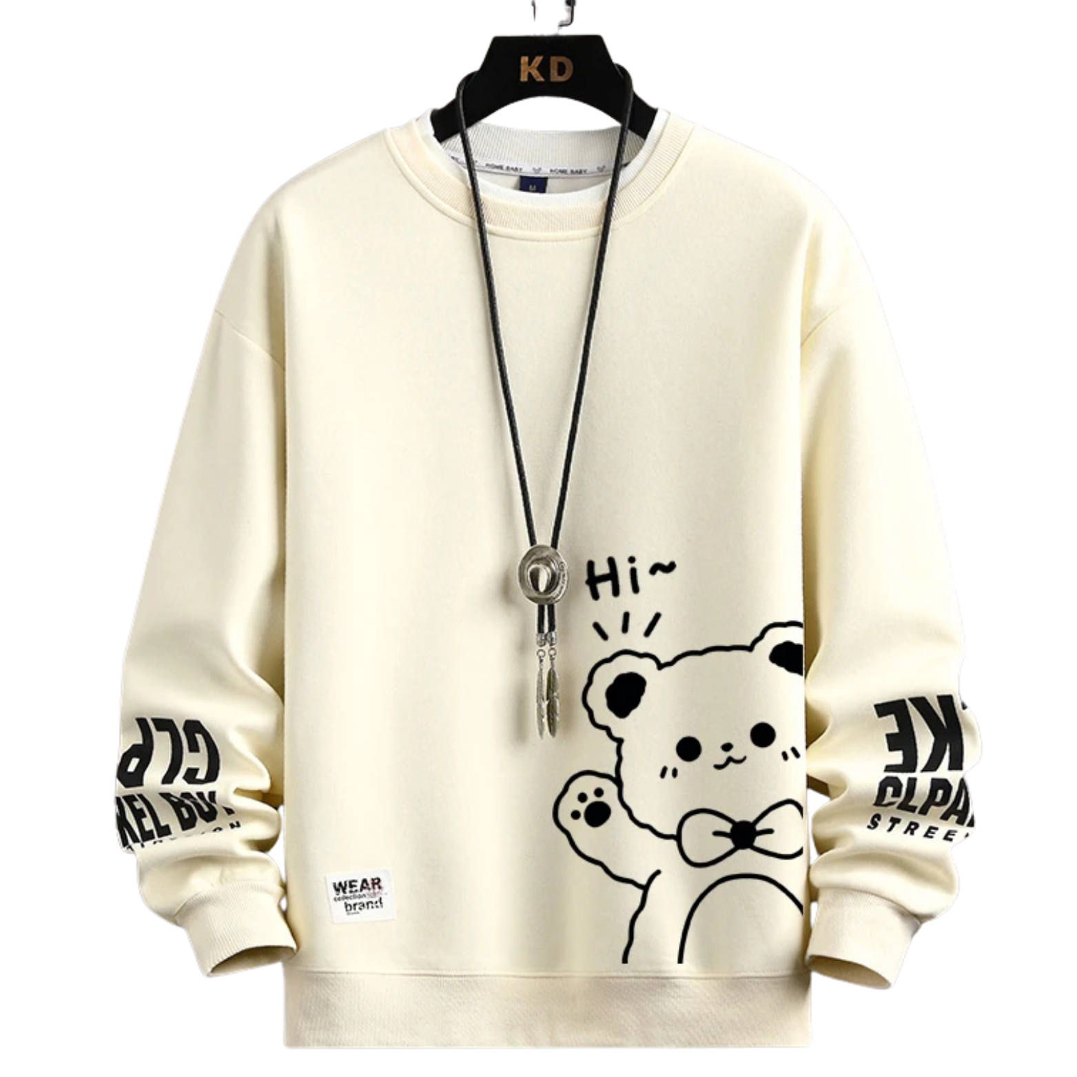 Men’s Japanese Tiger Sweatshirt Beige Alternate View – The Crew