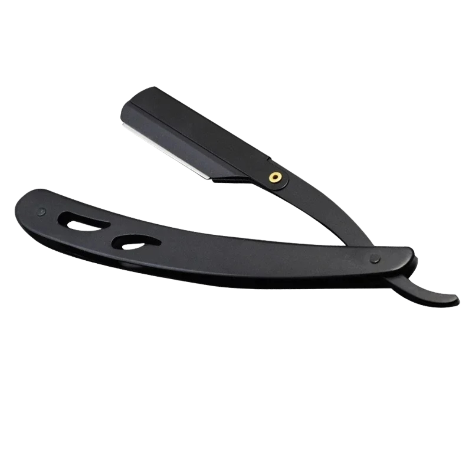 Black Folding Straight Razor Front View – The Crew