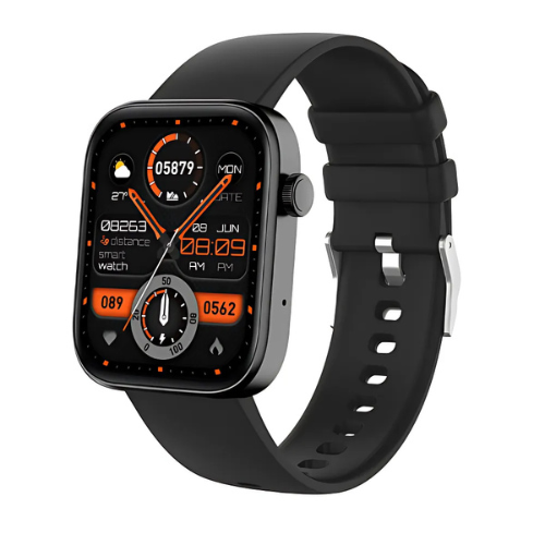 COLMI P71 Smartwatch Black Silicone Band Front View – The Crew