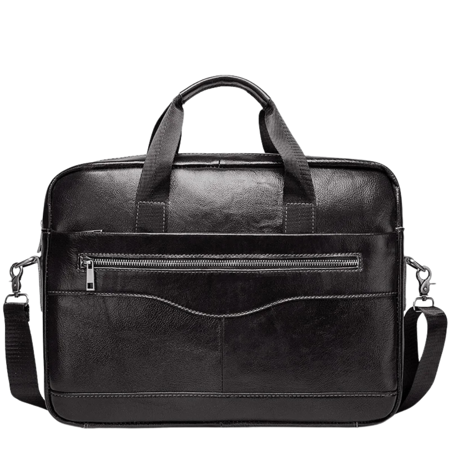 Men’s Black Genuine Leather Briefcase Business Style – The Crew