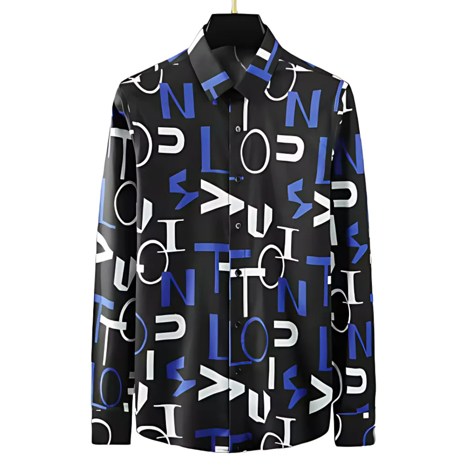 White Blue Letter 3D Print Shirt Men – The Crew