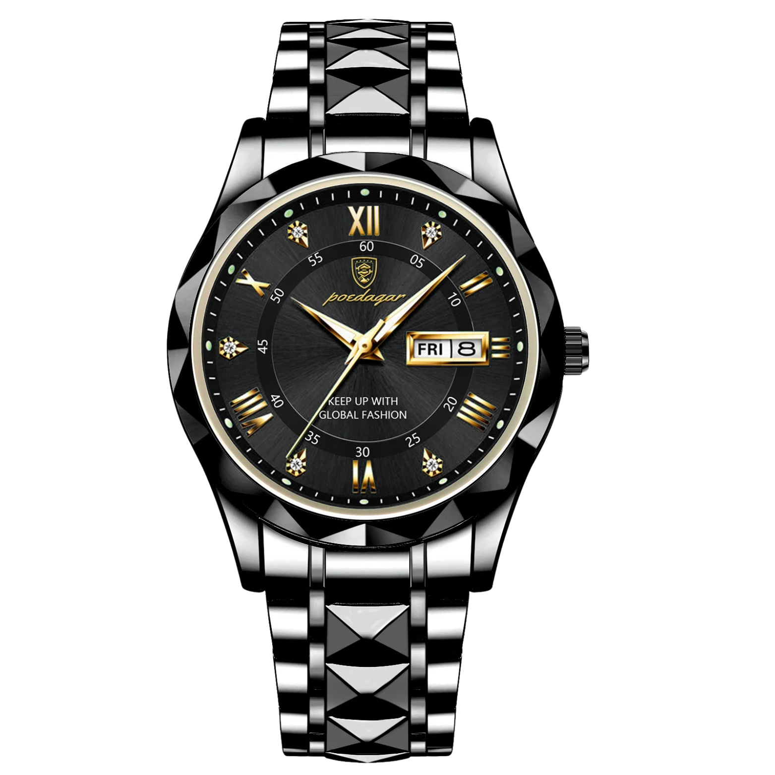 POEDAGAR 615 Luxury Executive Watch Black Dial Stainless Steel– The Crew