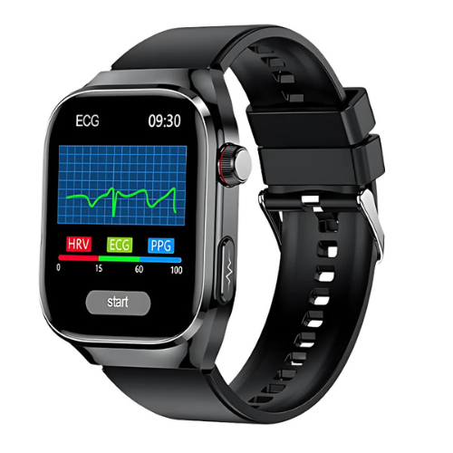 ECG Smartwatch Black Silicone Band Fitness Screen – The Crew