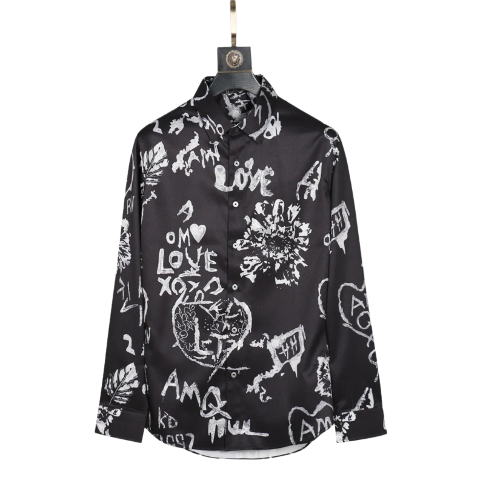 Black Letter Print 3D Slim Fit Shirt – The Crew