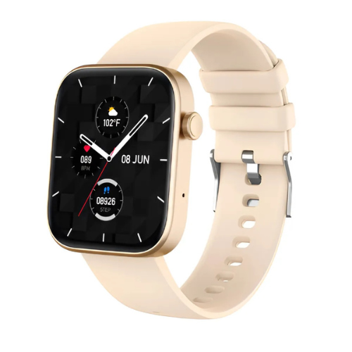 COLMI P71 Smartwatch Gold Silicone Band Front View – The Crew