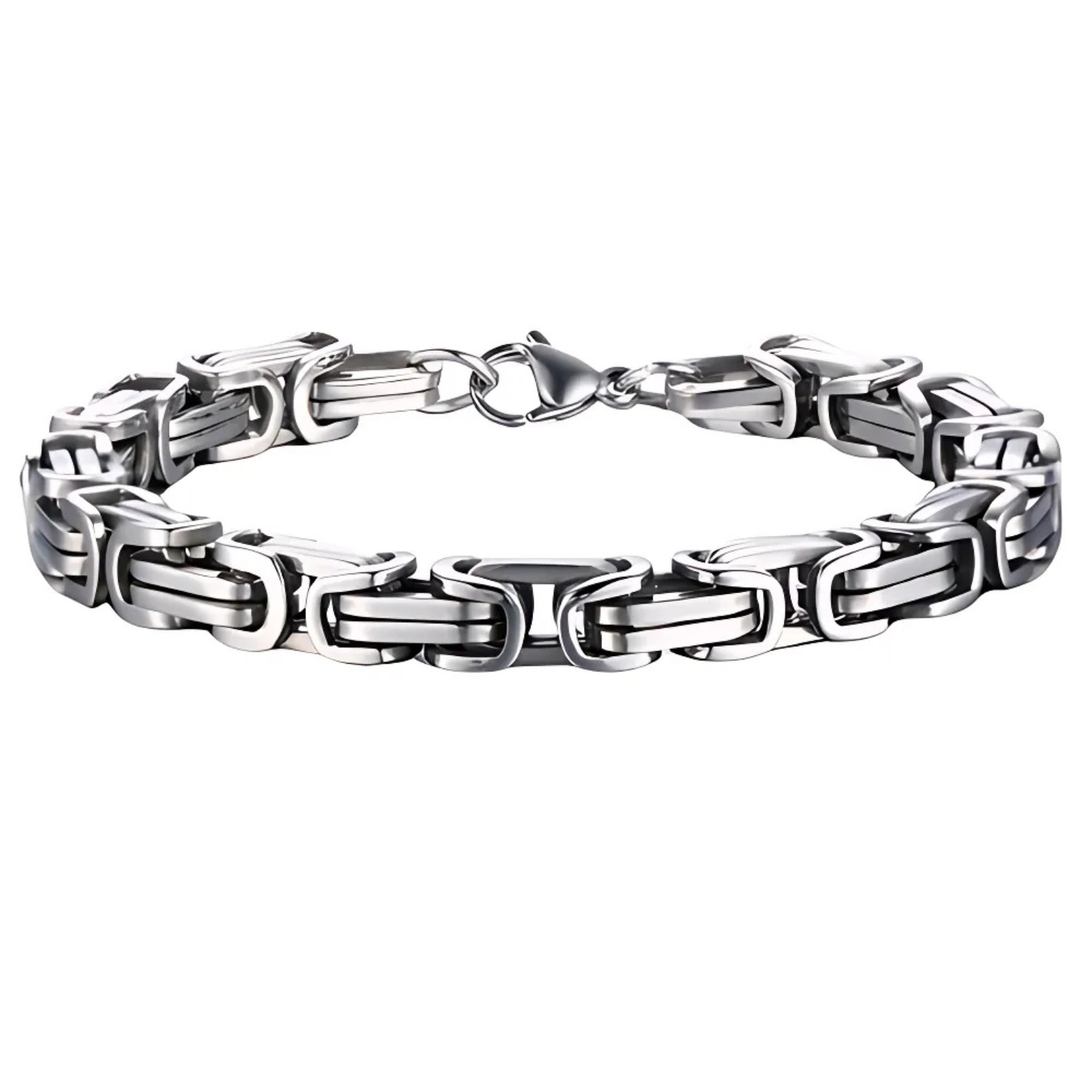 Biker stainless steel bracelet 8mm silver – The Crew
