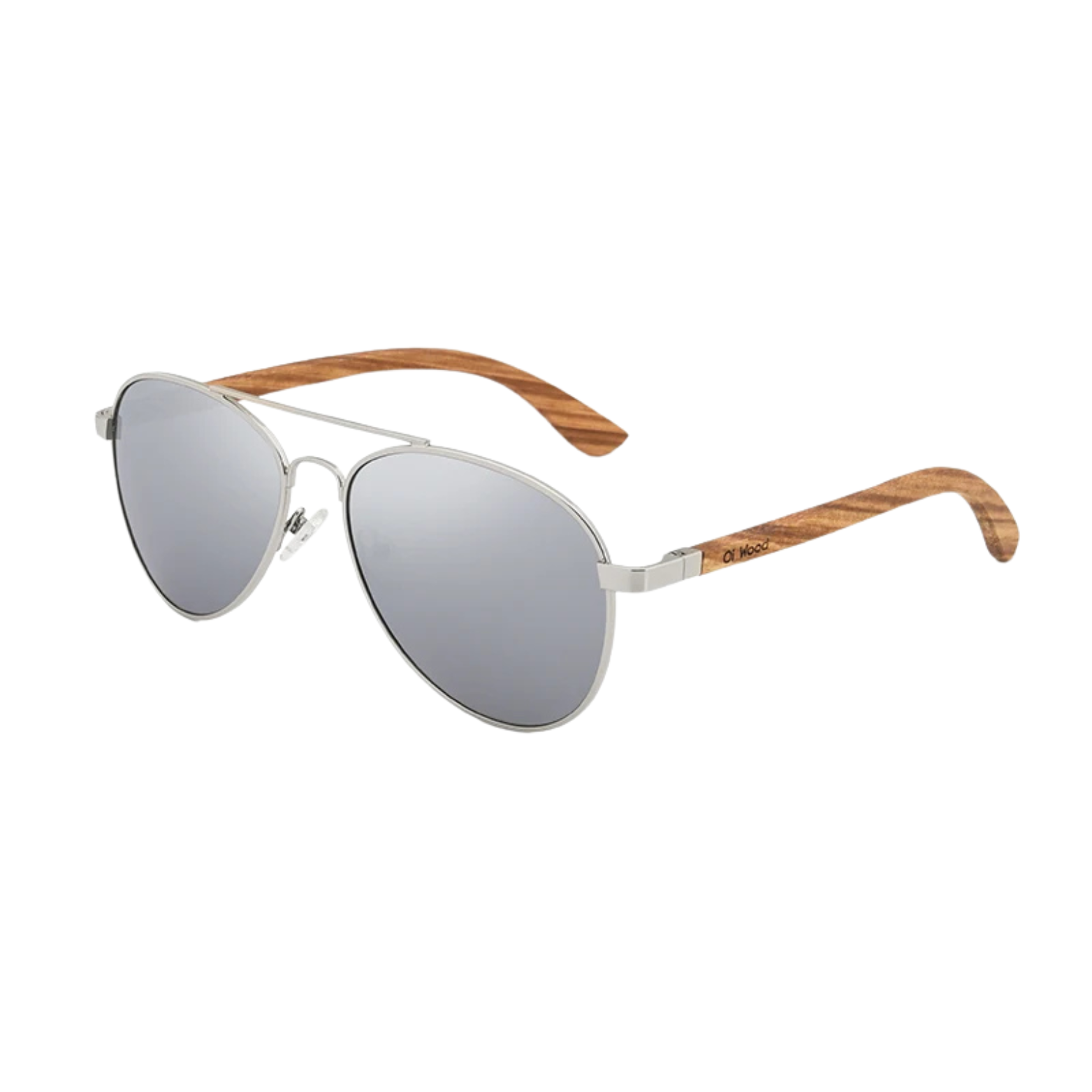 Men’s Wooden Aviator Sunglasses Silver Mirror – The Crew