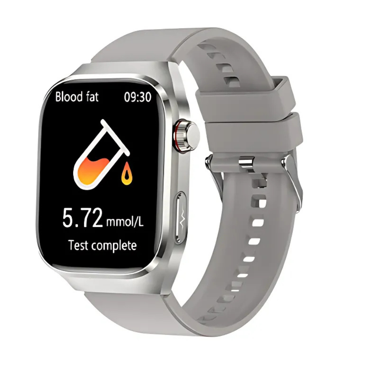 ECG Smartwatch Silver Silicone Band Front View – The Crew