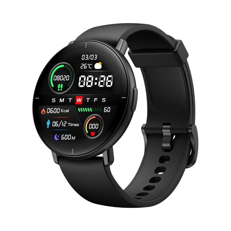 Mibro Lite AMOLED HD smartwatch black front view – The Crew