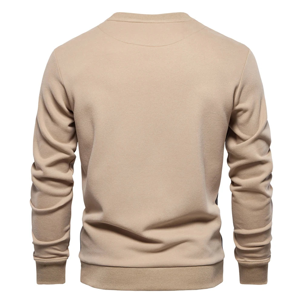 Beige crew neck sweatshirt back view men – The Crew