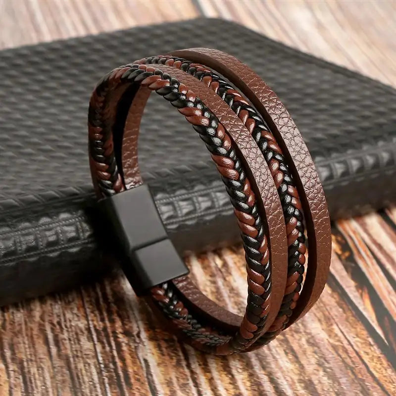 Classic Woven Leather Bracelet – Stylish & Durable – The Crew