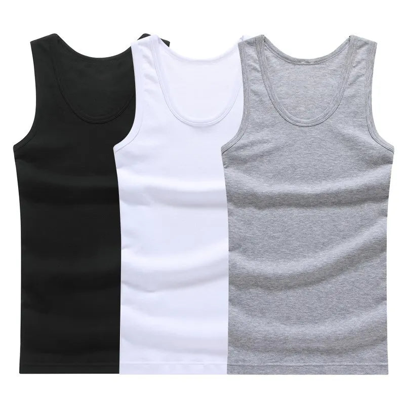 Men’s cotton sleeveless tank tops 3-pack black white gray – The Crew