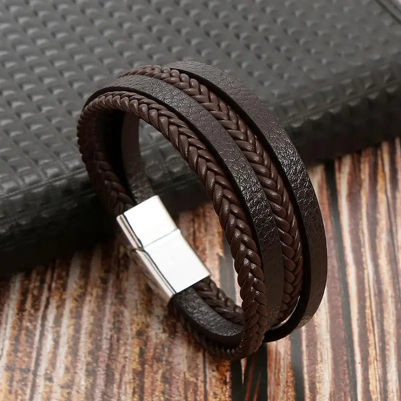 Classic Woven Leather Bracelet – Stylish & Durable – The Crew