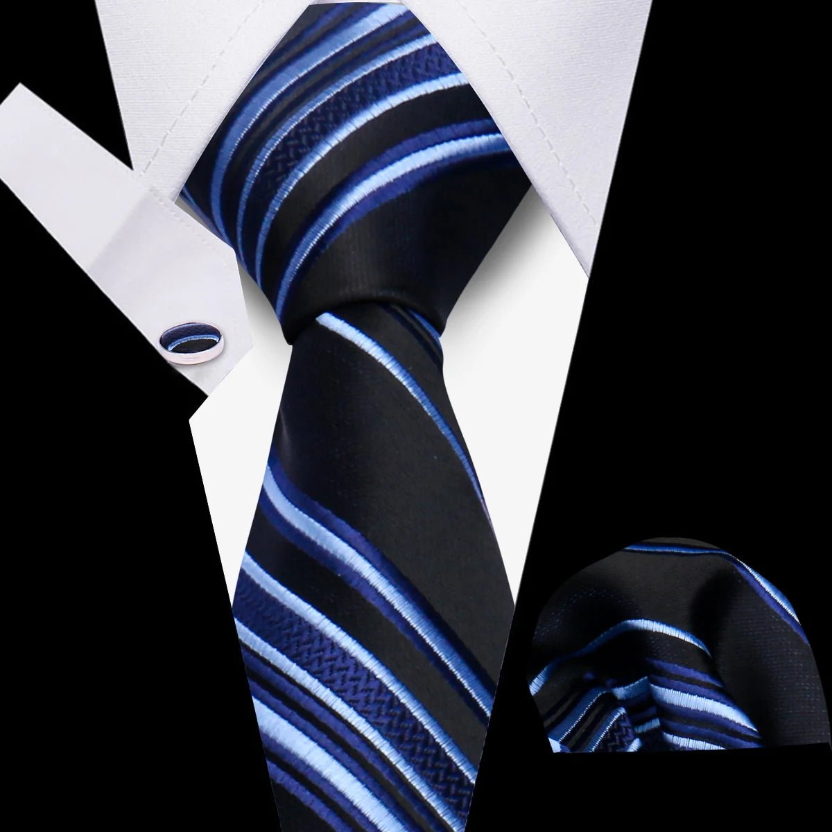 Men’s 3 - Piece Plaid Tie Set with Cufflinks & Hanky - The Crew
