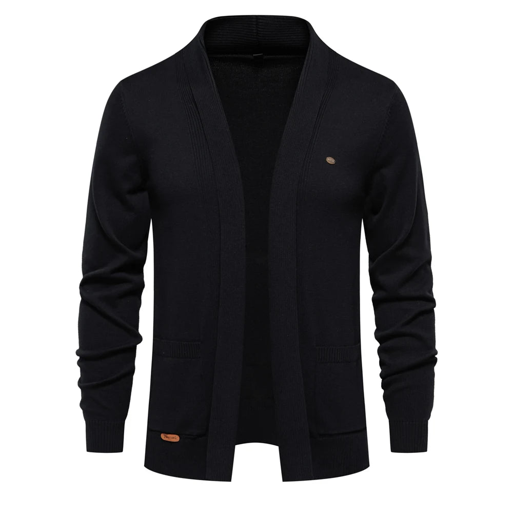 Men’s Black Cotton Winter Cardigan – The Crew