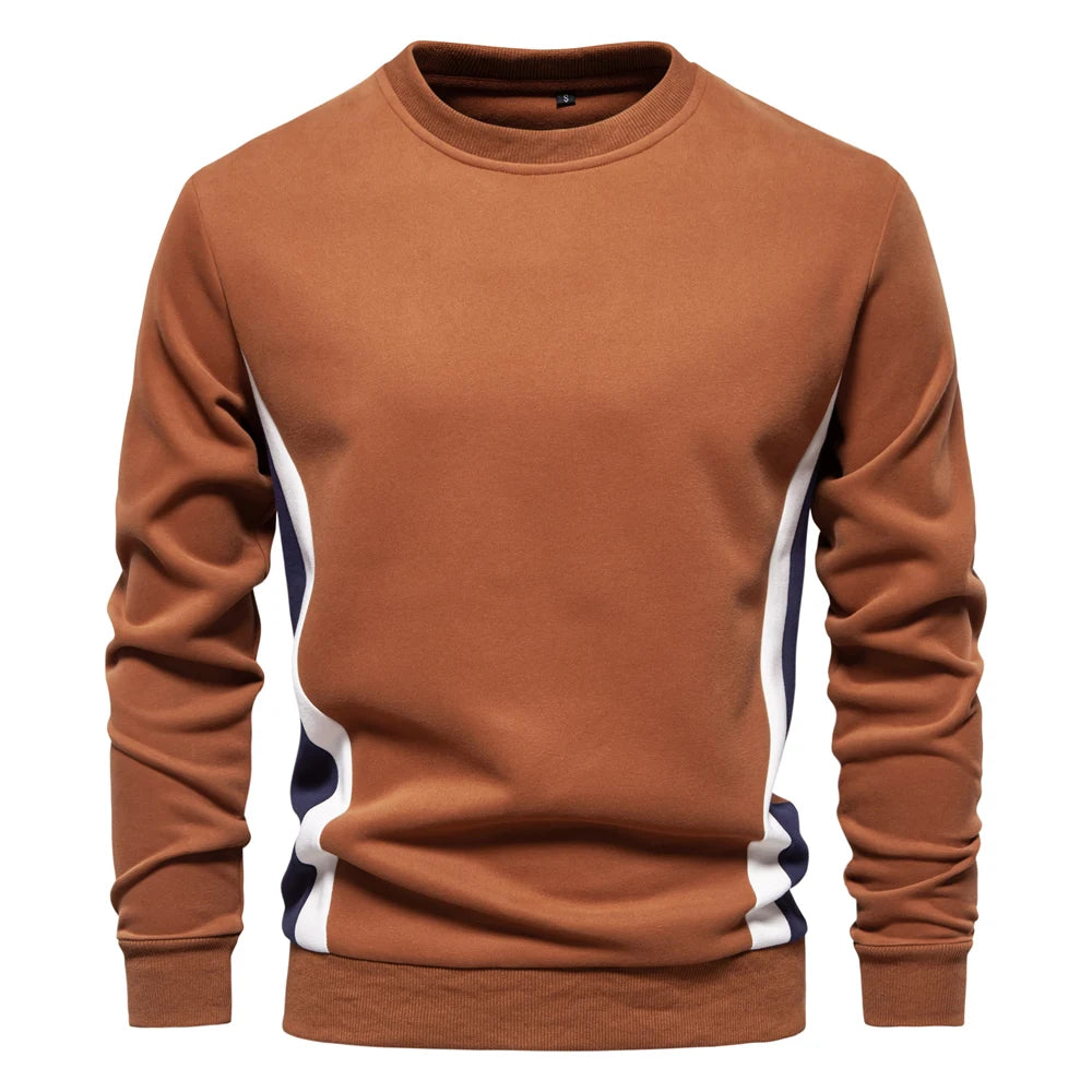 Rust brown patchwork sweatshirt front view men – The Crew