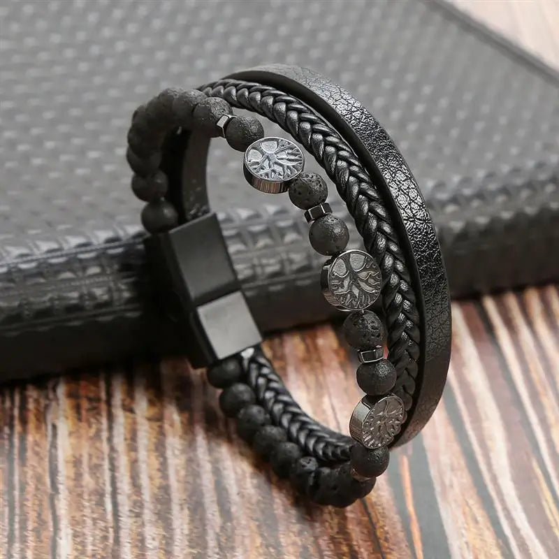Classic Woven Leather Bracelet – Stylish & Durable – The Crew