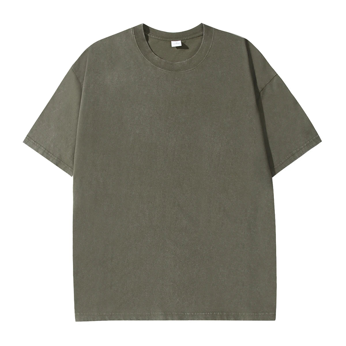 Olive Green Washed Cotton Vintage T-Shirt Men – The Crew