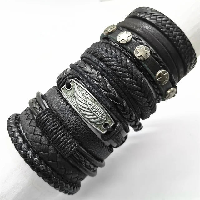 Set of 10 Leather Bracelets – Stylish & Versatile – The Crew