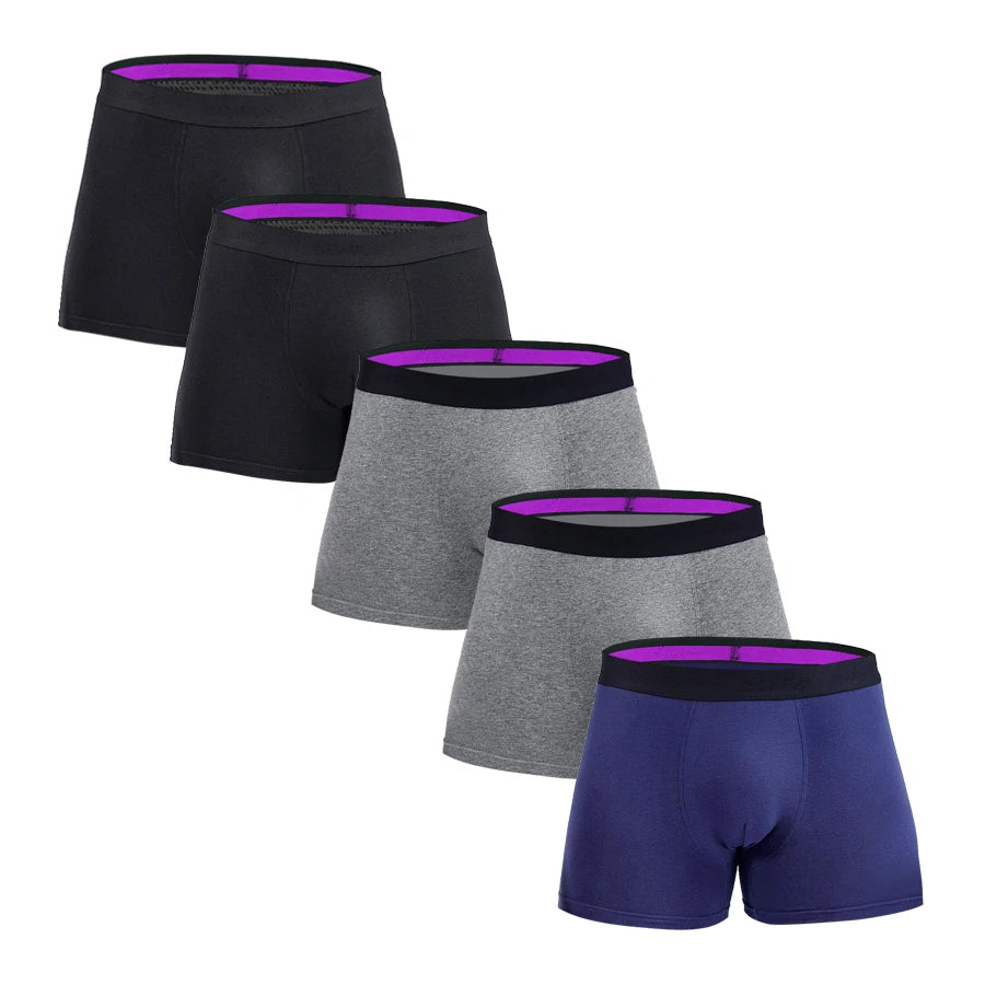 Men’s Premium Boxer Shorts 5-Pack Black Gray Set – The Crew