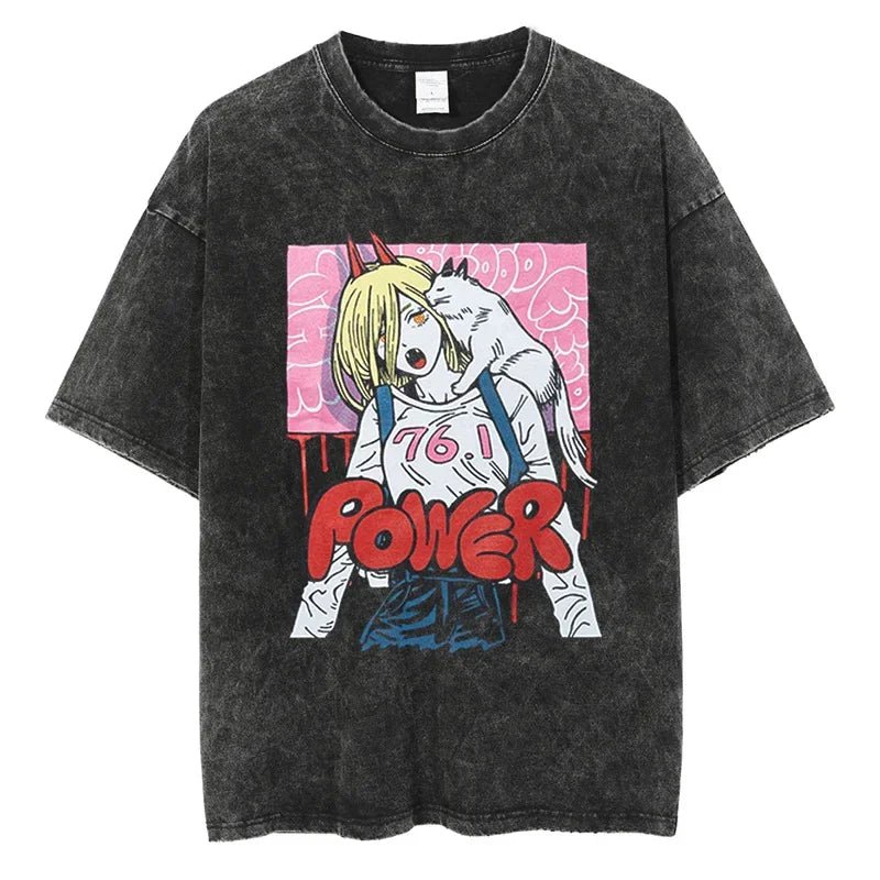 Vintage Makima Anime Graphic Tee for Men Streetwear Style - The Crew