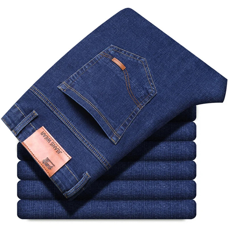 Men casual slim fit jeans folded stack premium denim – The Crew