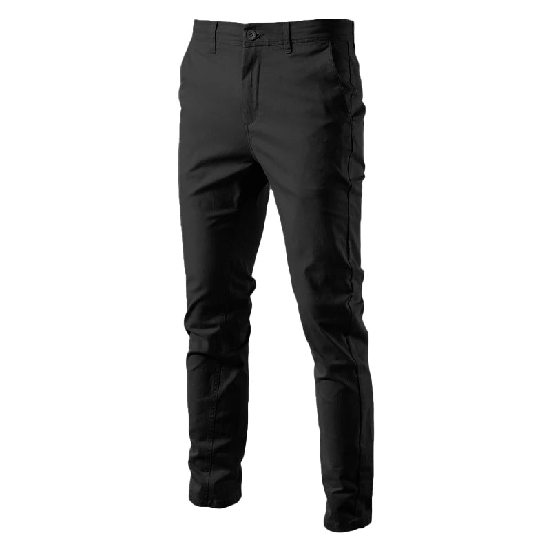 Men’s Black Slim Fit Cotton Pants – The Crew