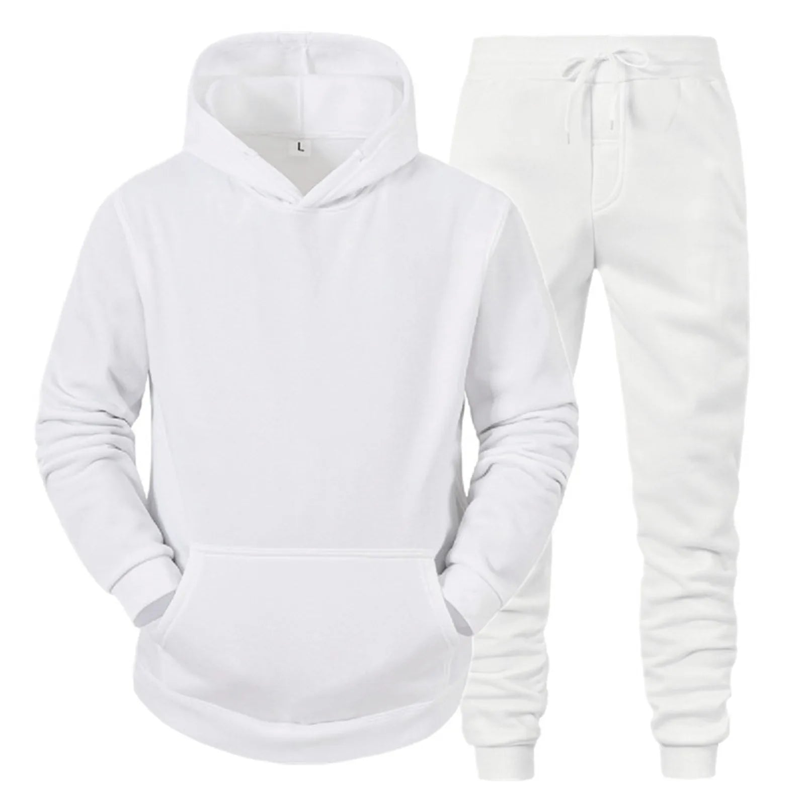 White Men’s Hoodie and Pants Tracksuit Set – The Crew