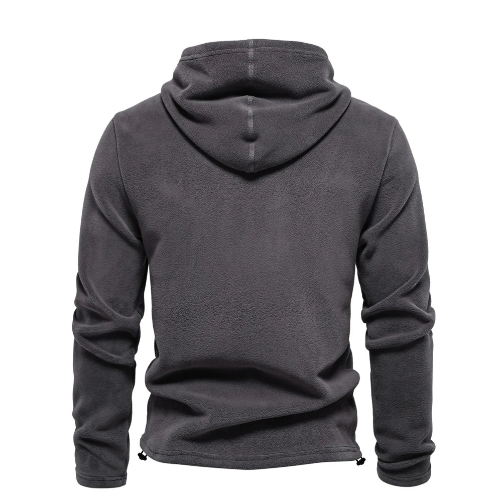 Charcoal gray winter hoodie back view men – The Crew