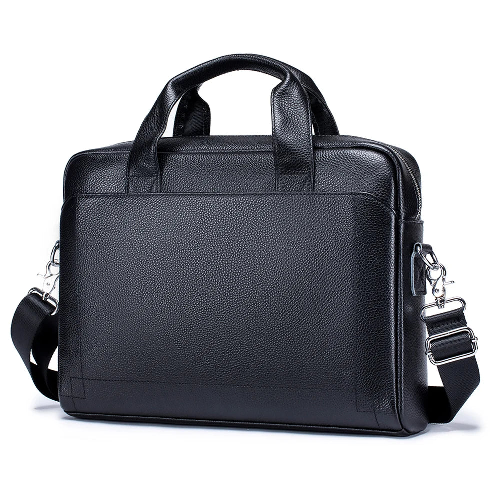 Men’s Black Leather Executive Laptop Bag – The Crew
