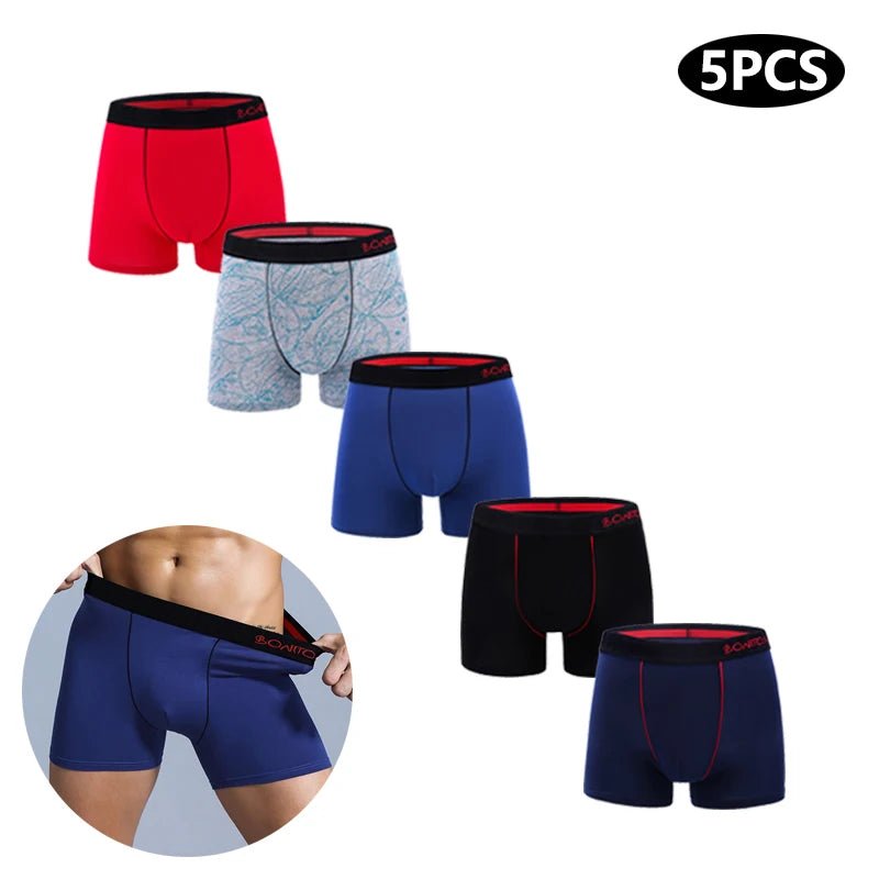 Men’s Premium Boxers 5 - Pack – Soft Breathable Comfort - The Crew