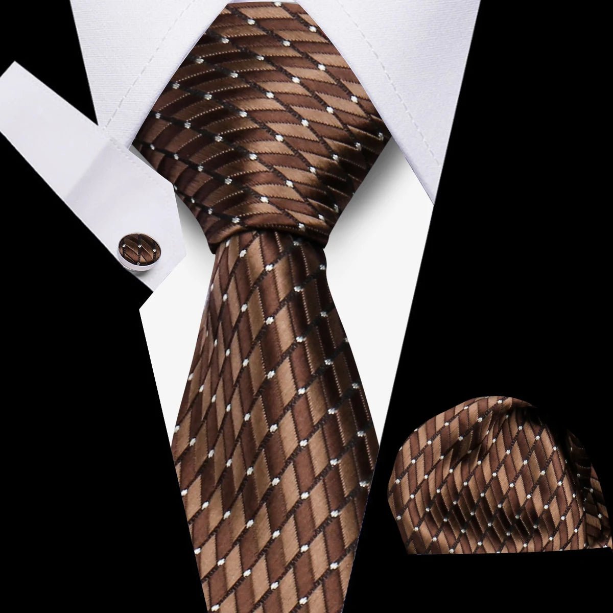 Men’s 3 - Piece Plaid Tie Set with Cufflinks & Hanky - The Crew