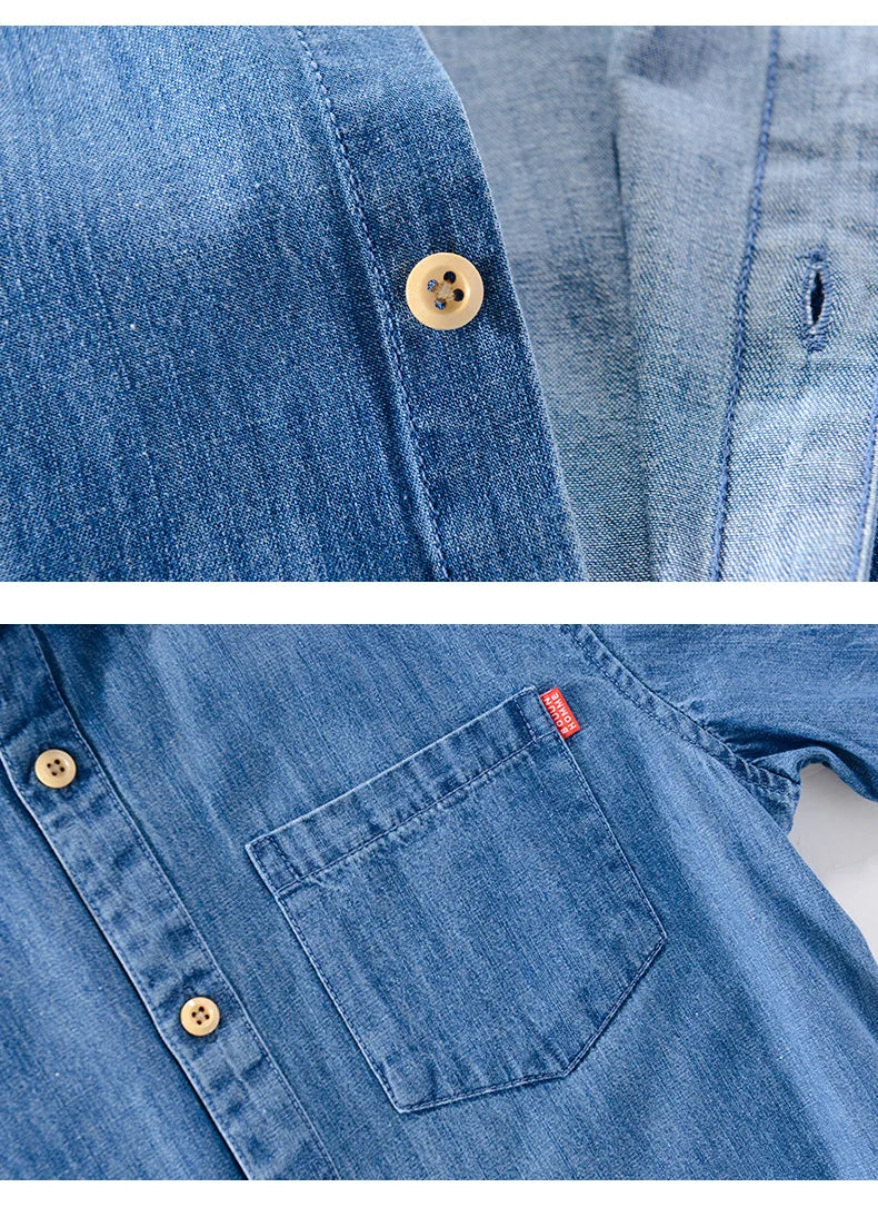 Denim Shirt Wooden Buttons Details – The Crew
