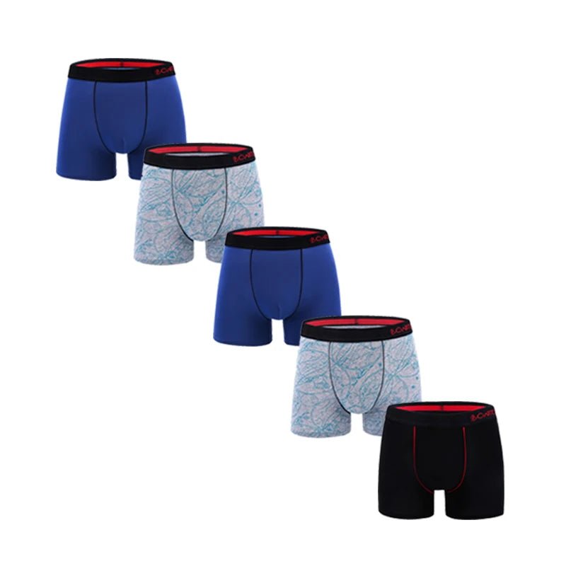 Men’s Premium Boxers 5 - Pack – Soft Breathable Comfort - The Crew