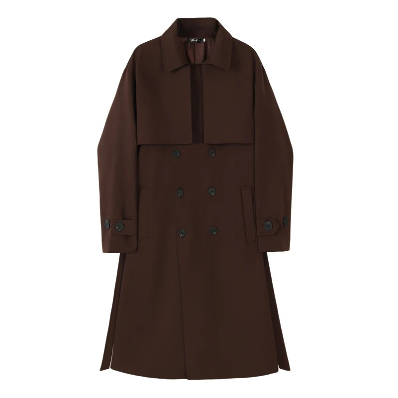 Dark brown long trench coat men casual winter – The Crew
