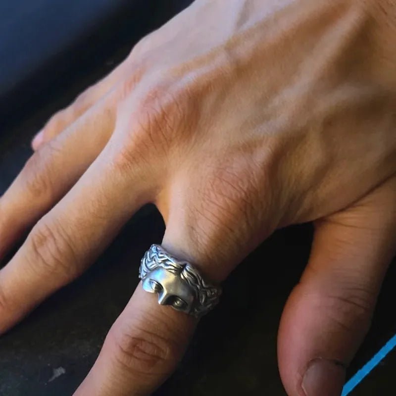 Men’s Venus Mask Adjustable Vintage Carved Ring - The Crew