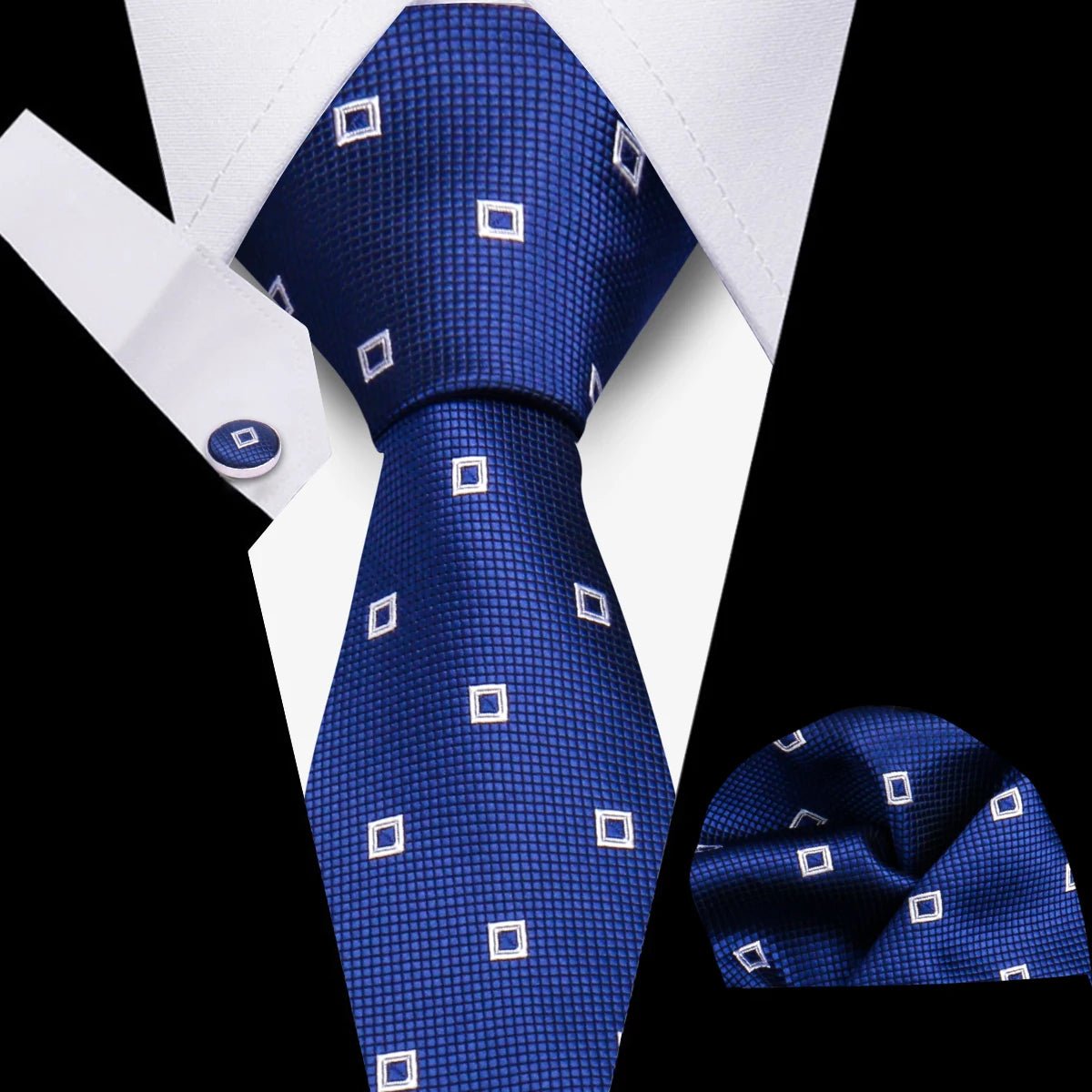 Men’s 3 - Piece Plaid Tie Set with Cufflinks & Hanky - The Crew